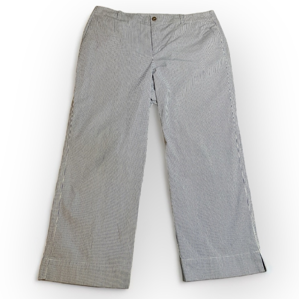Ralph Lauren Narrow Blue & White Striped Cropped Pants